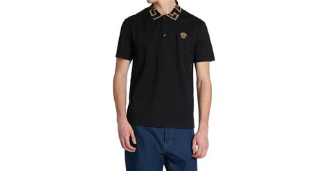 versace black baroque collar polo